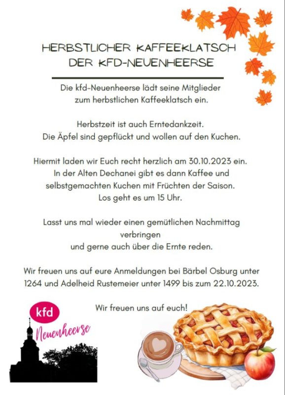 kfd Einladung Kaffeklatsch